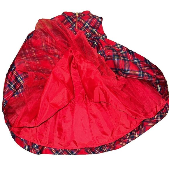 American Girl Red Plaid Metallic Black Velvet Belt Size 6 Girls Holiday Dress - Picture 13 of 14